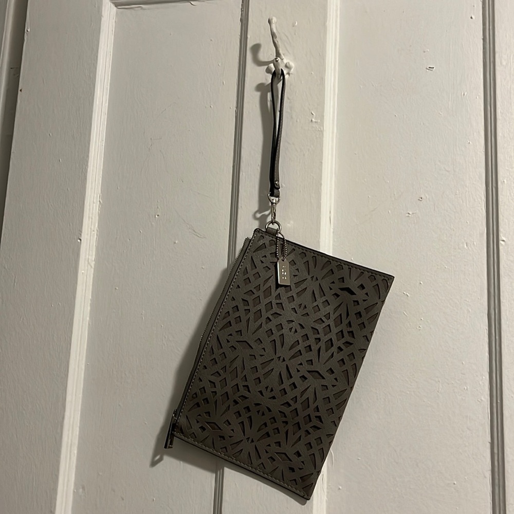 Aldo faux leather grey crutch with geometric design